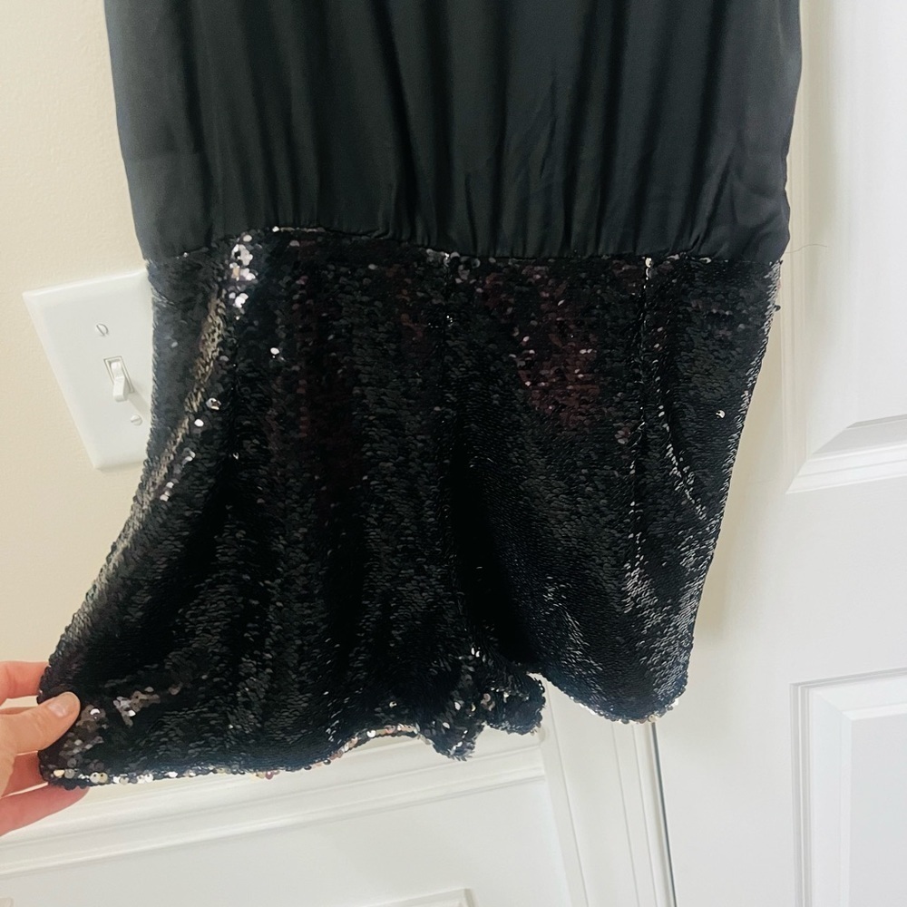 Beautiful black romper with sequined bottom and open back sz sm by Sweewe Paris - Picture 2 of 6